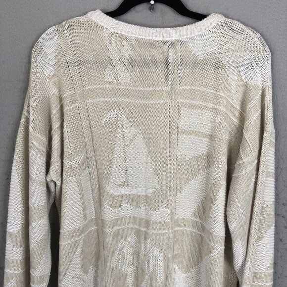 Vintage Tanto Pelo Sweater Mens Extra Large Cream White Boat Yacht Cruise Resort - Picture 14 of 16